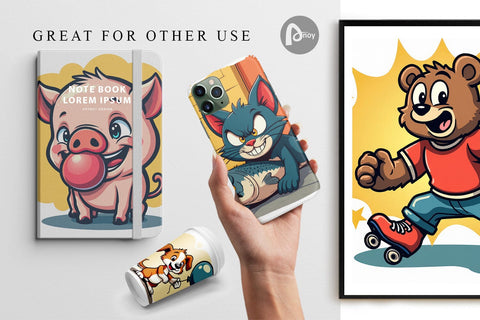 Digital Paper Retro Animal Rascals Digital Pattern artnoy 