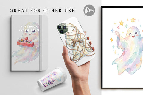 Digital Paper Retro Arcade Gamer Ghost Digital Pattern artnoy 