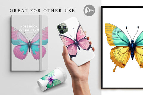 Digital Paper Retro Butterflies Digital Pattern artnoy 