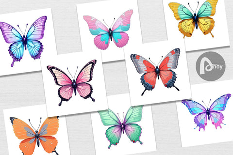 Digital Paper Retro Butterflies Digital Pattern artnoy 