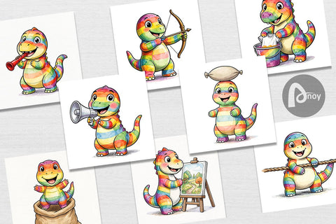 Digital Paper Retro Camp Games Dino Ink Line Digital Pattern artnoy 