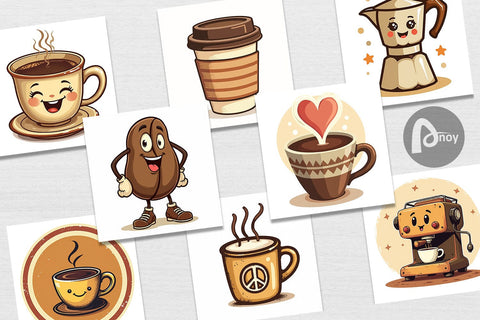 Digital Paper Retro Coffee Digital Pattern artnoy 