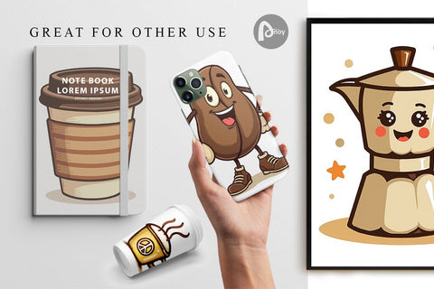 Digital Paper Retro Coffee Digital Pattern artnoy 