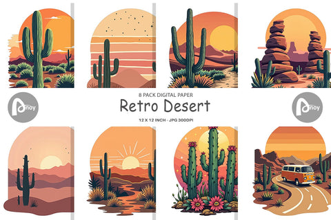 Digital Paper Retro Desert Vibes Digital Pattern artnoy 