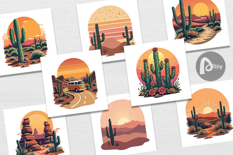 Digital Paper Retro Desert Vibes Digital Pattern artnoy 