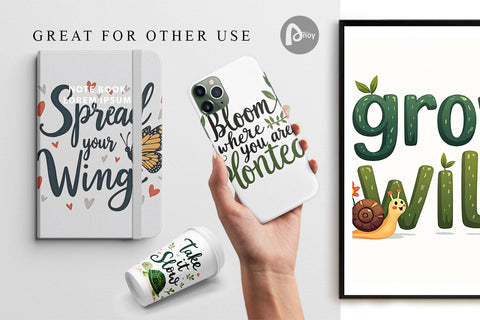 Digital Paper Retro Garden Critters Cute Motivational Quote Art Digital Pattern artnoy 