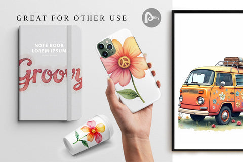 Digital Paper Retro Groovy Florals Digital Pattern artnoy 