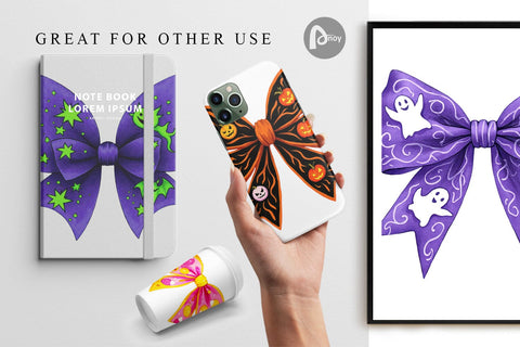 Digital Paper Retro Halloween Bows Digital Pattern artnoy 