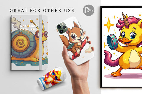 Digital Paper Retro Magic Critters Digital Pattern artnoy 