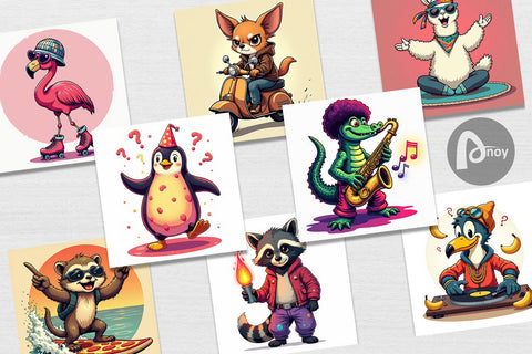 Digital Paper Retro Quirky Critters Digital Pattern artnoy 