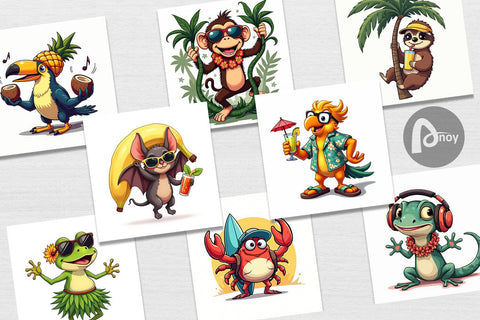 Digital Paper Retro Tropic Quirks Digital Pattern artnoy 