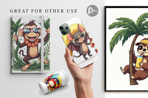 Digital Paper Retro Tropic Quirks Digital Pattern artnoy 