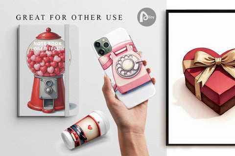 Digital Paper Retro Valentine's Sweetheart Cafe Digital Pattern artnoy 