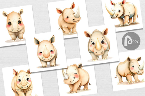 Digital Paper Rhinoceros Wildlife Digital Pattern artnoy 