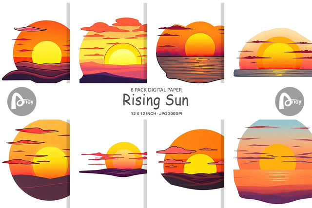 Digital Paper Rising Sun Digital Pattern artnoy 