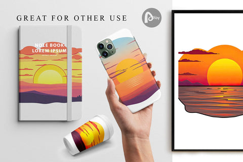 Digital Paper Rising Sun Digital Pattern artnoy 