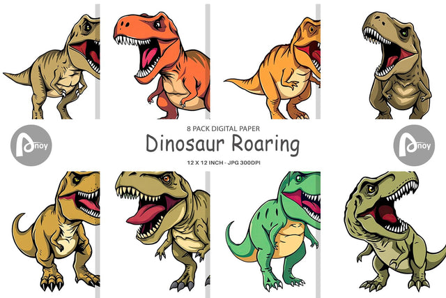 Digital Paper Roaring Dinosaur Digital Pattern artnoy 