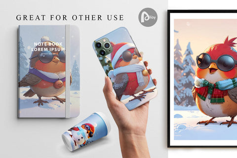 Digital Paper Robin Bird Christmas Digital Pattern artnoy 