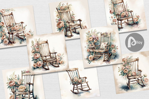 Digital Paper Rocking Chair Digital Pattern artnoy 