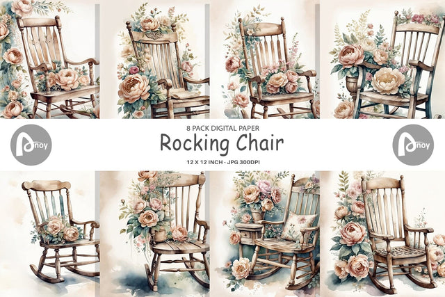 Digital Paper Rocking Chair Digital Pattern artnoy 