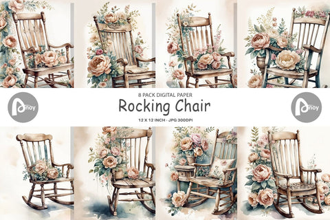 Digital Paper Rocking Chair Digital Pattern artnoy 