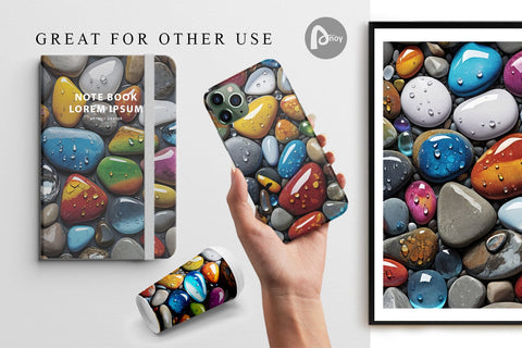 Digital Paper Rocks with Water Drops Digital Pattern artnoy 