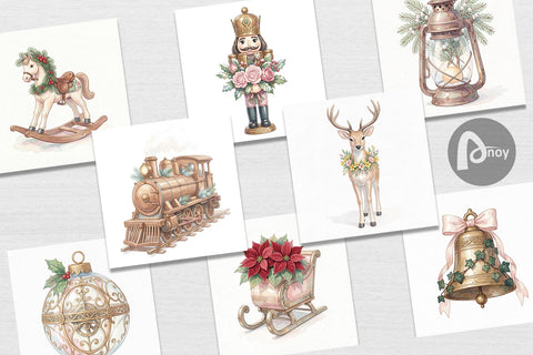 Digital Paper Romantic Victorian Holiday Watercolor Digital Pattern artnoy 