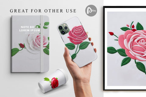 Digital Paper Rose Embroidery Digital Pattern artnoy 