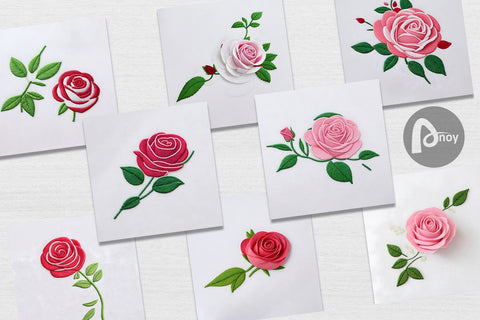 Digital Paper Rose Embroidery Digital Pattern artnoy 
