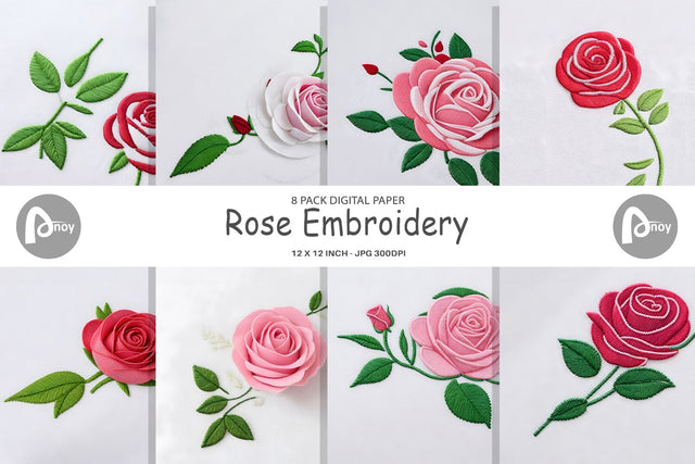 Digital Paper Rose Embroidery Digital Pattern artnoy 