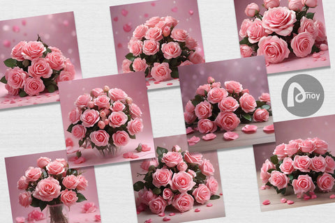 Digital Paper Rose flower bouquet Digital Pattern artnoy 