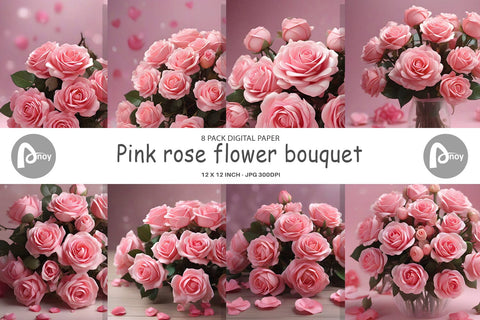 Digital Paper Rose flower bouquet Digital Pattern artnoy 
