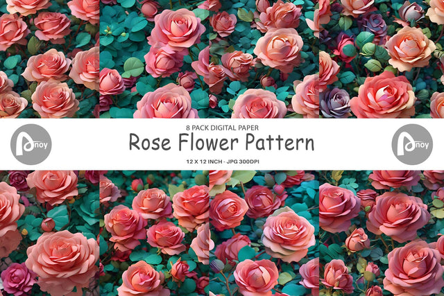Digital Paper Rose Flower Pattern Digital Pattern artnoy 