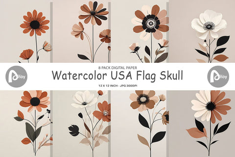 Digital Paper Rose Flowers Boho Art Sublimation artnoy 