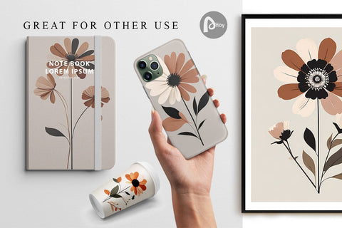 Digital Paper Rose Flowers Boho Art Sublimation artnoy 