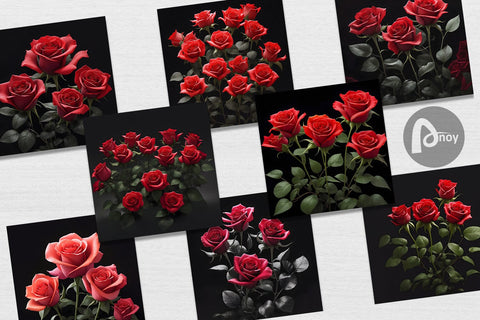 Digital Paper Rose Flowers Dark Sublimation artnoy 