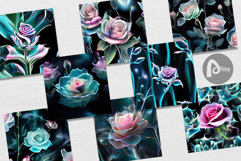 Digital Paper Rose Glass Pattern Digital Pattern artnoy 