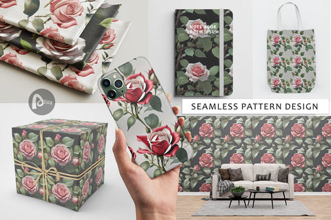 Digital Paper Rose Pattern Digital Pattern artnoy 