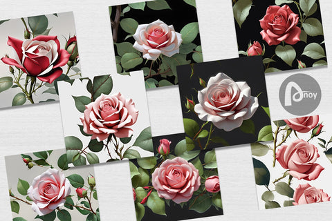 Digital Paper Rose Pattern Digital Pattern artnoy 