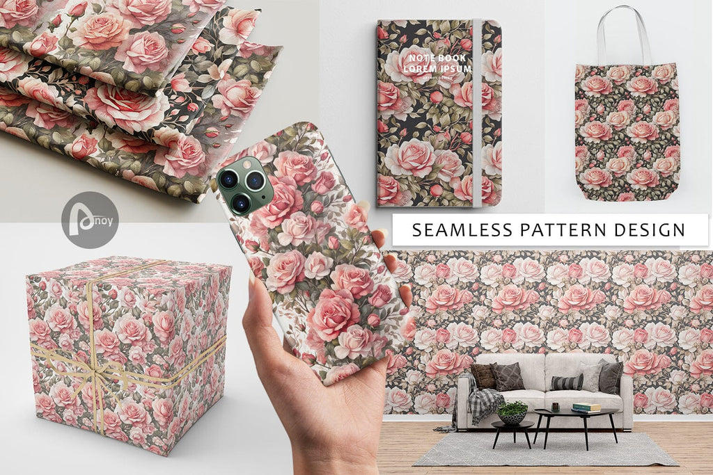 Digital Paper Rose Pattern - So Fontsy
