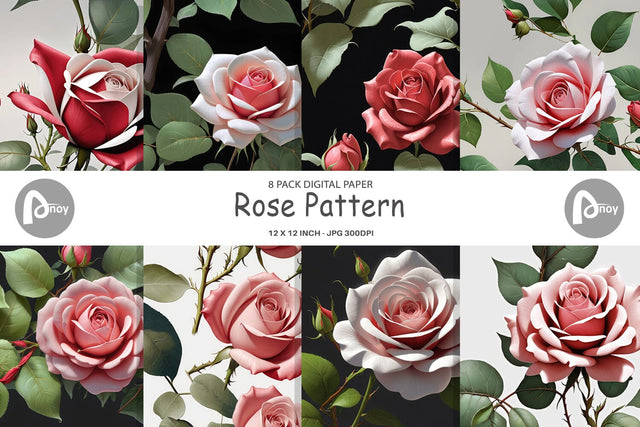 Digital Paper Rose Pattern Digital Pattern artnoy 