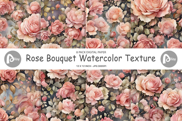 Digital Paper Rose Watercolor Texture Digital Pattern artnoy 