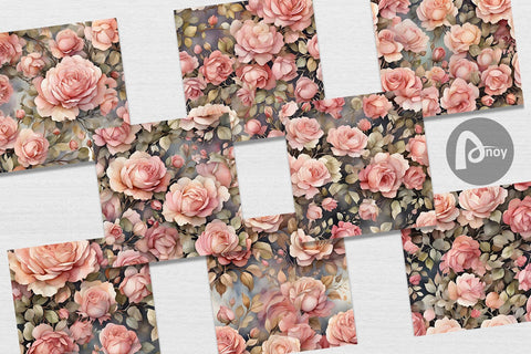 Digital Paper Rose Watercolor Texture Digital Pattern artnoy 