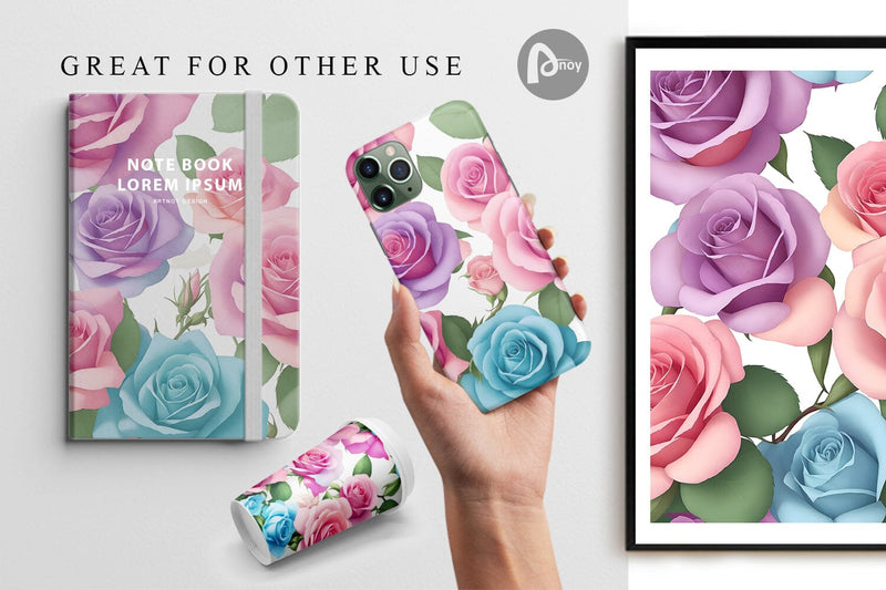 Digital Paper Roses Flowers Pattern - So Fontsy