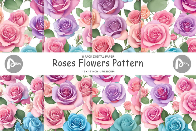 Digital Paper Roses Flowers Pattern Digital Pattern artnoy 