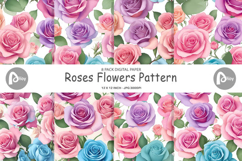 Digital Paper Roses Flowers Pattern Digital Pattern artnoy 