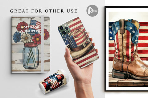 Digital Paper Rustic 4th of July Sublimation artnoy 