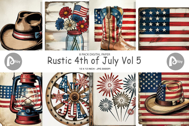 Digital Paper Rustic 4th of July Sublimation artnoy 