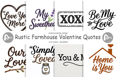 Digital Paper Rustic Farmhouse Valentine Quotes Digital Pattern artnoy 