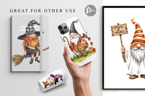 Digital Paper Rustic Halloween Gnomes Digital Pattern artnoy 